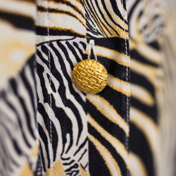 Vintage Escada Zebra Animal Print Silk Blouse - Picture 9 of 11